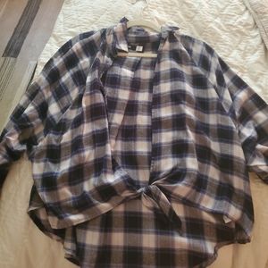 UO Open Tie Front Flannel
